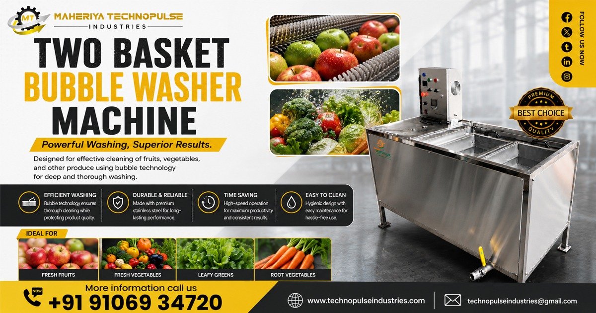 Industrial Two Basket Bubble Washer Machine In Hyderabad